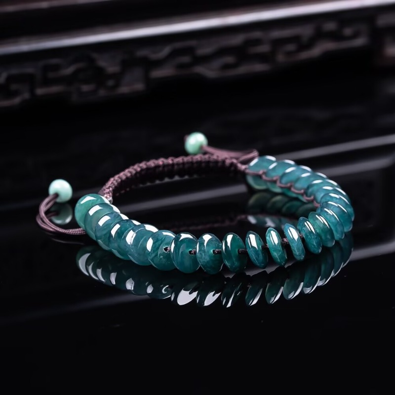 Bracelets - Natural Real Emerald Blue Water Abacus