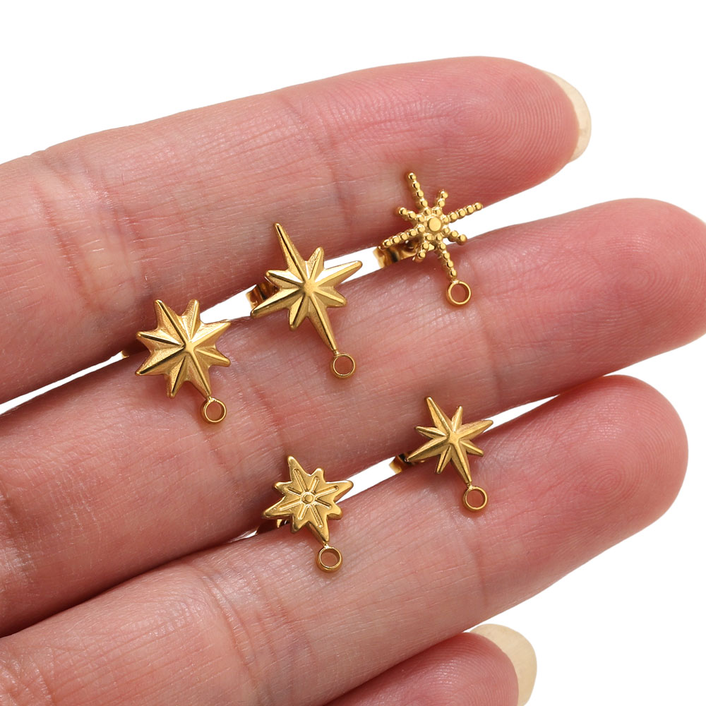 Body Jewelry - 6pcs Stainless Steel Star Earrings Studs
