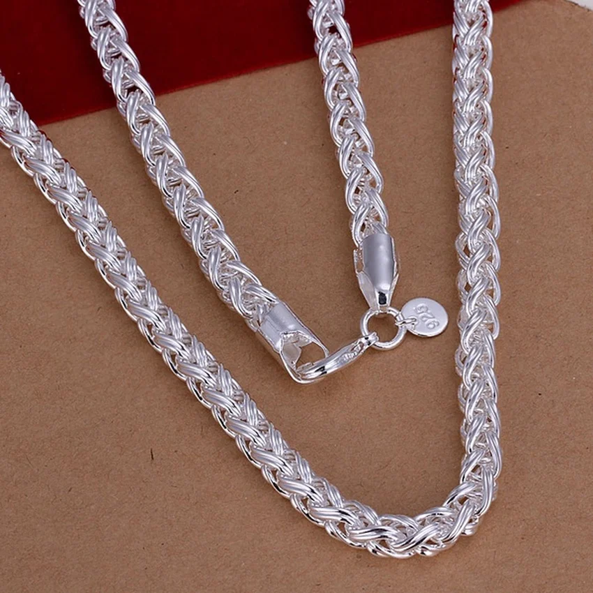 925 Sterling Silver Chain Necklace Men - 50cm 925 Sterling Silver 6MM Necklace