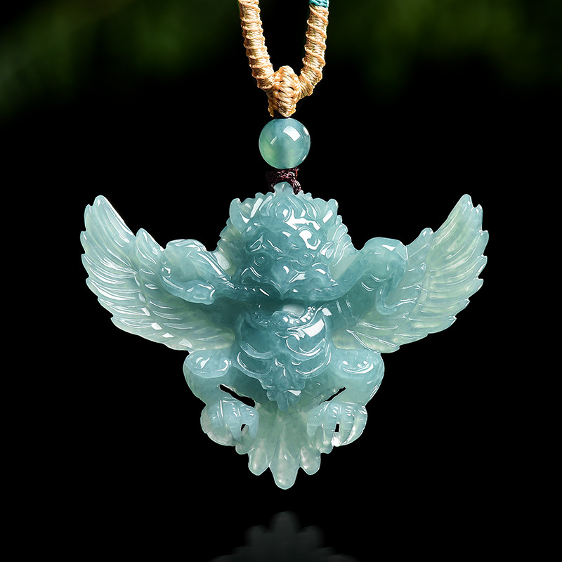 Necklaces - Real Natural Emerald Jade Blue Water