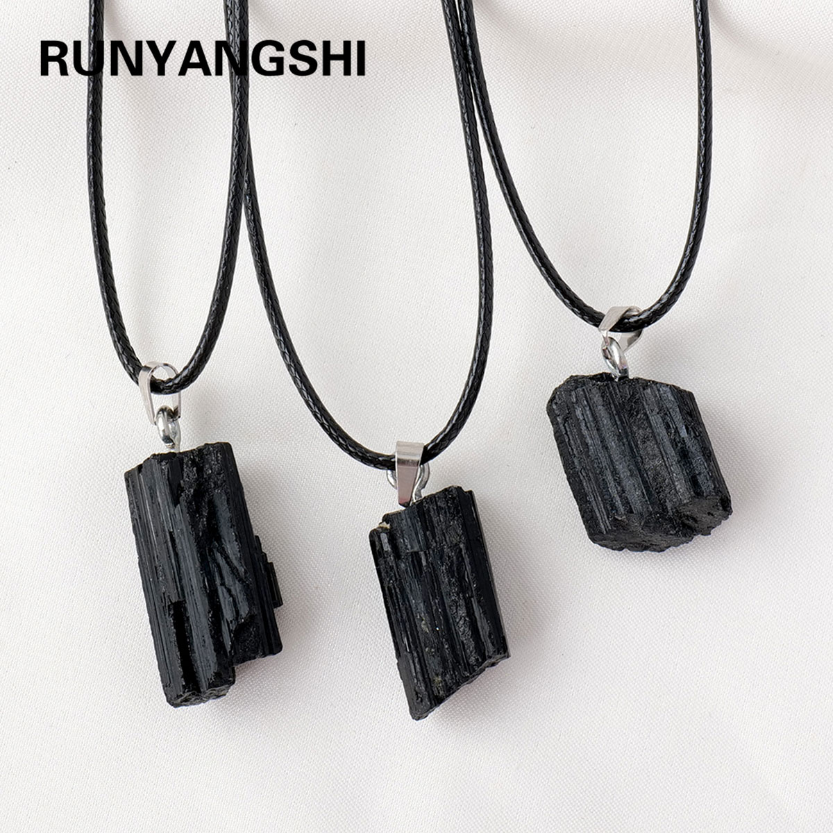 Crystal Pendant Necklace Natural Stone - 1PC Natural Crystal Black Tourmaline Raw