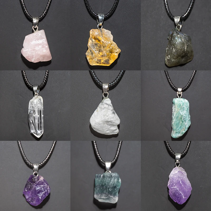 Crystal Pendant Necklace Natural Stone - Natural Amethysts Flower Necklace Reiki Healing