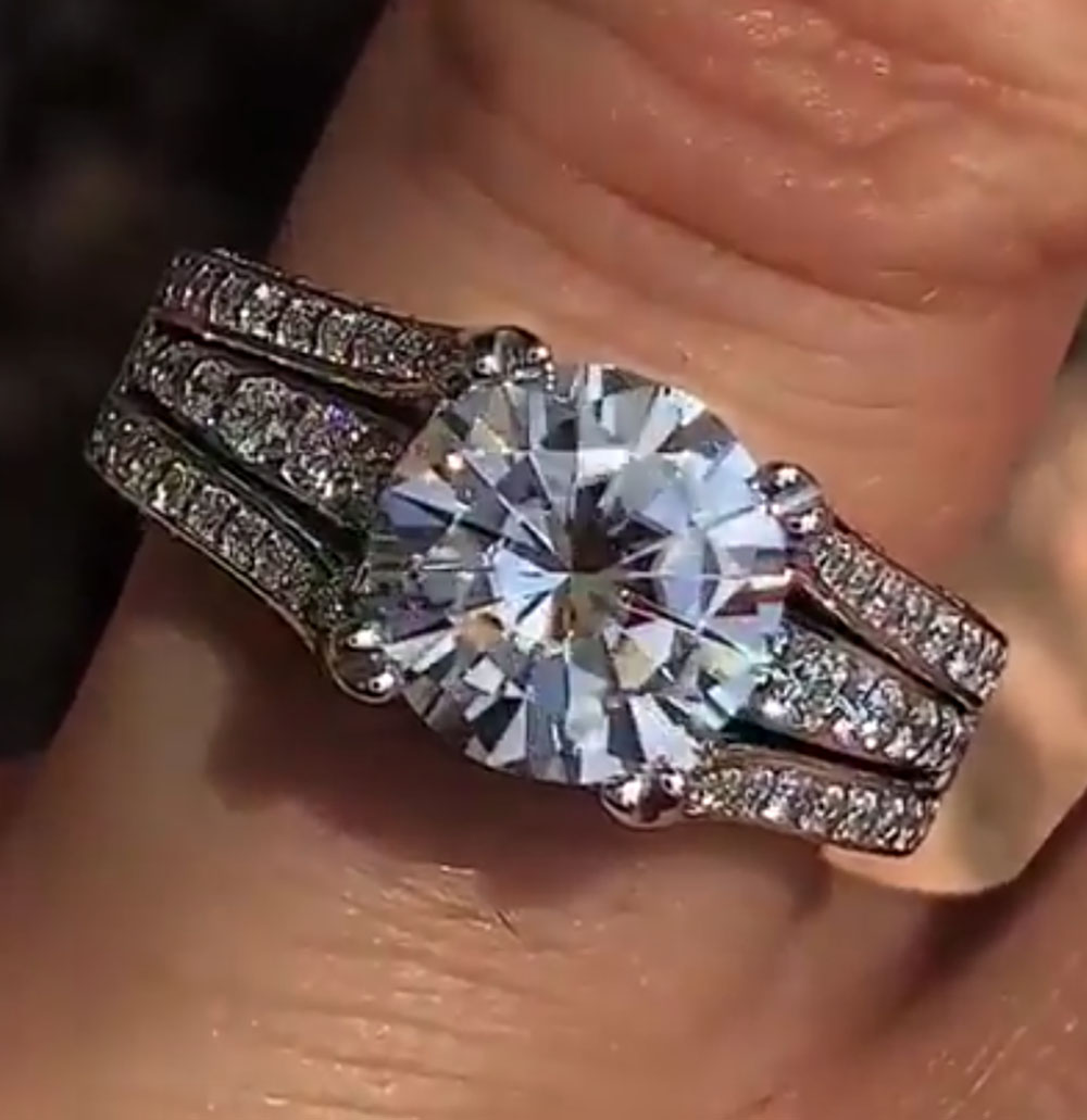 Custom Solid 14K White Gold Wo - Moissanite Engagement Ring 1 Carat ulasan dan harga
