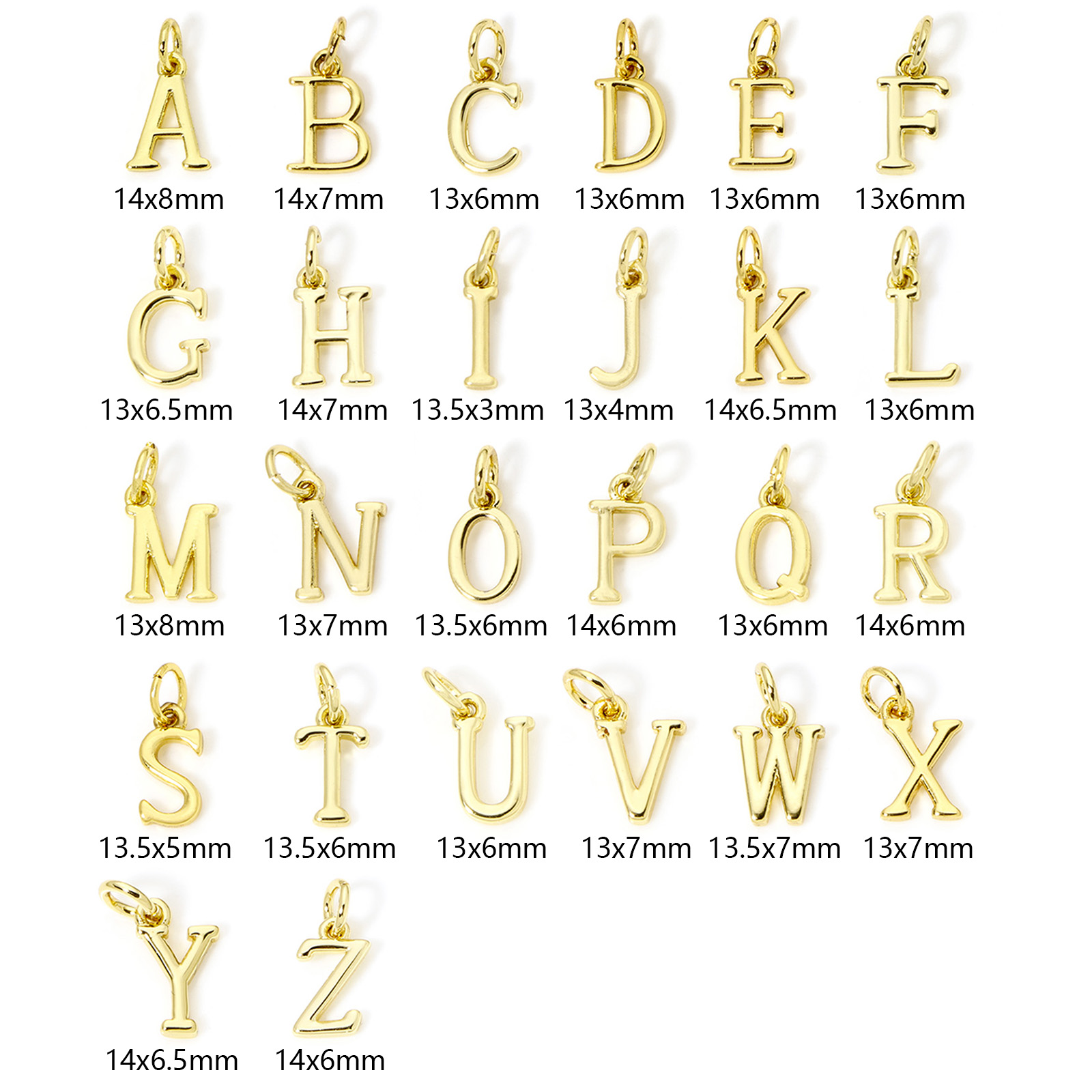 5 Piece Brass Charms 18K Gold  - Initial Letter Necklace 18K Gold ulasan dan harga