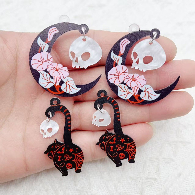 10pcs Halloween Acrylic Ghost  - Earrings ulasan dan harga