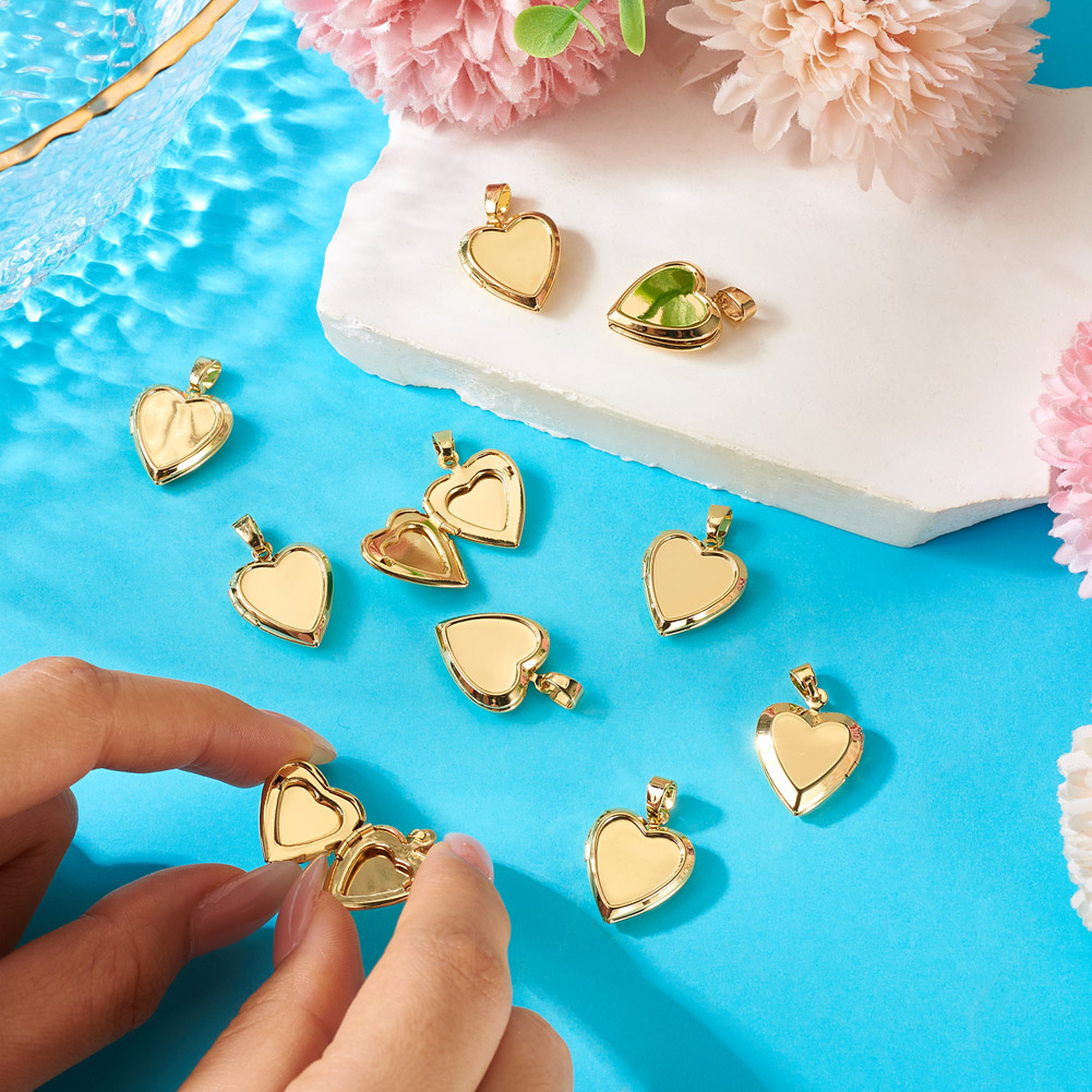 10pcs Heart Photo Locket Penda - Heart Locket Necklace Photo ulasan dan harga