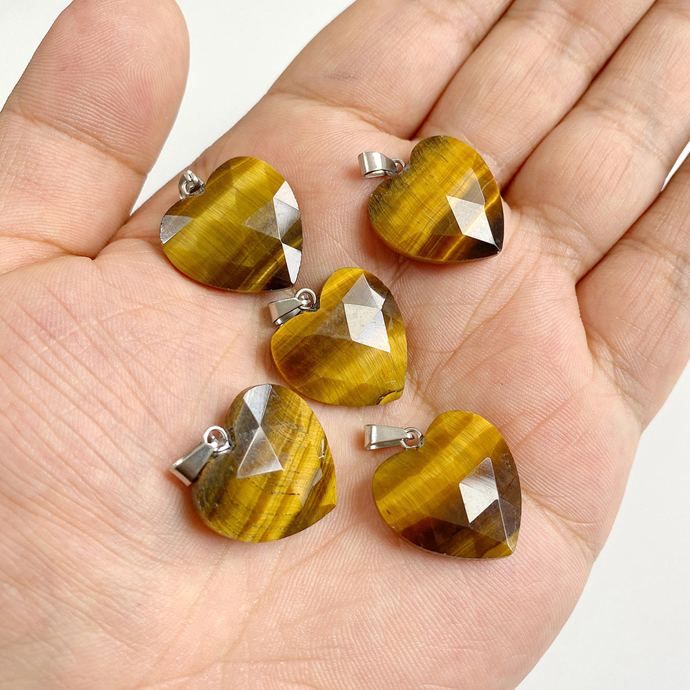 1PC 20mm Faceted Heart Pendant - Crystal Pendant Necklace Natural Stone ulasan dan harga