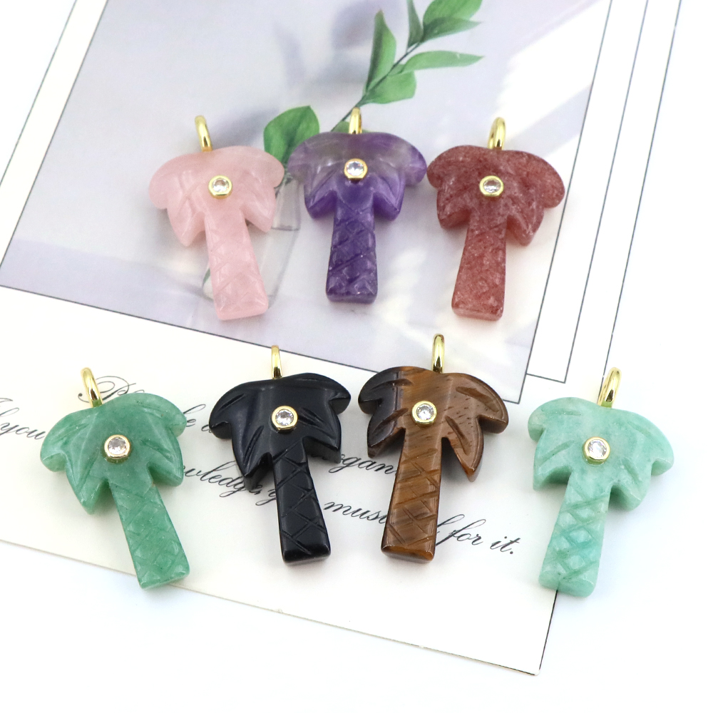 Natural Stone Coconut Tree Pen - Crystal Pendant Necklace Natural Stone ulasan dan harga