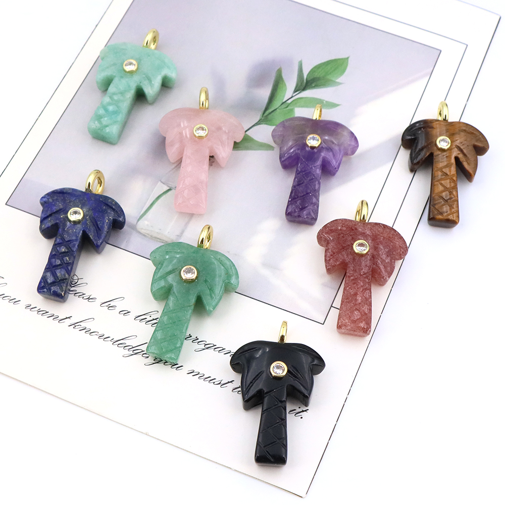 Natural Stone Coconut Tree Pen - Crystal Pendant Necklace Natural Stone ulasan dan harga