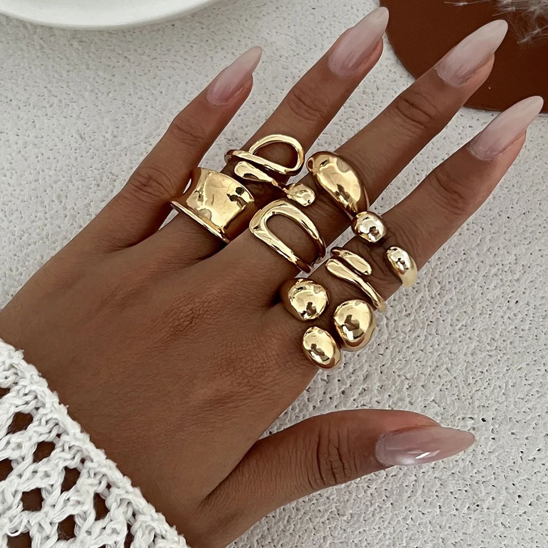 DIEZI One Set Fashion Hollow G - Vintage Punk Knuckle Rings Set ulasan dan harga