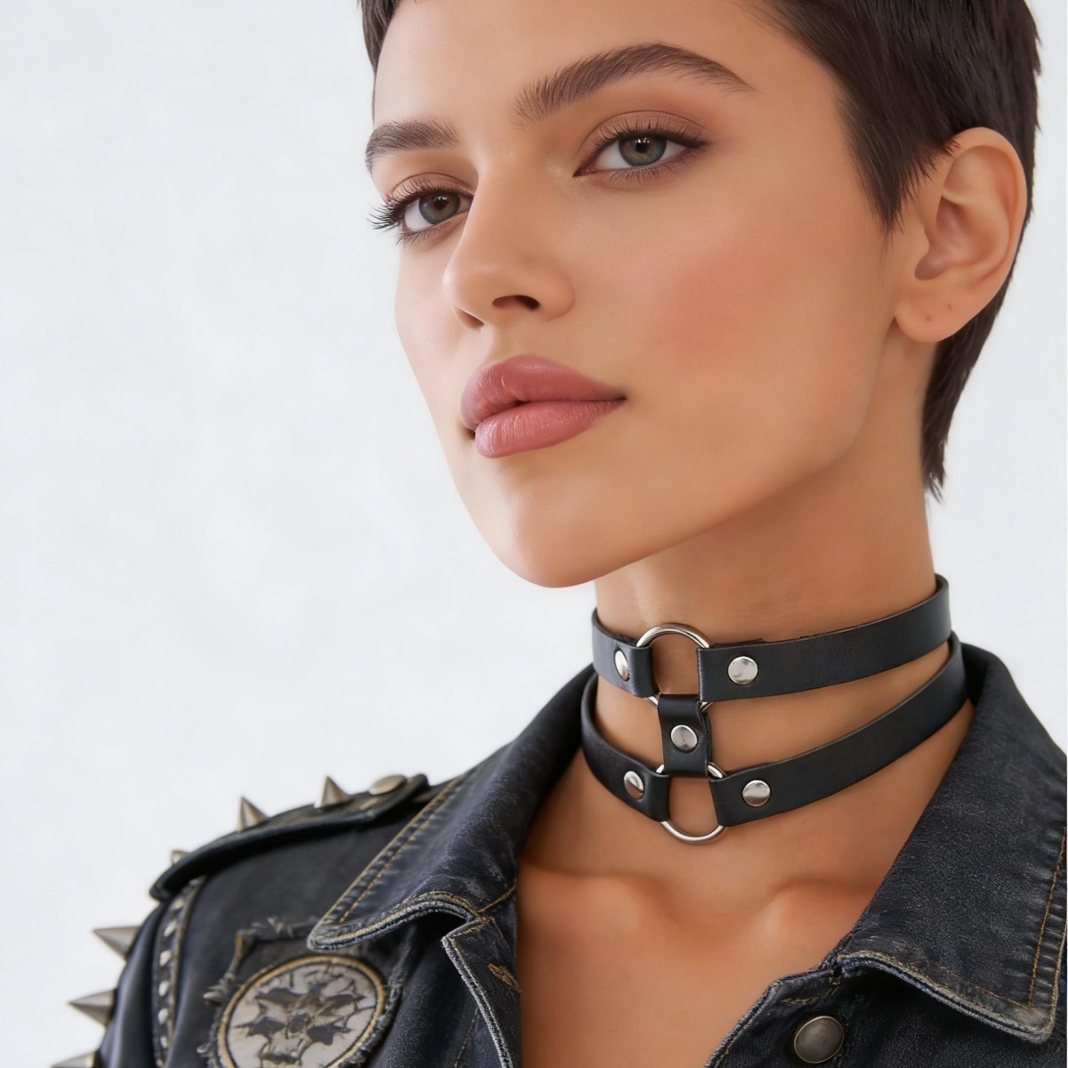 Fashion PU Leather Spiked Chok - Goth Punk Spike Choker ulasan dan harga
