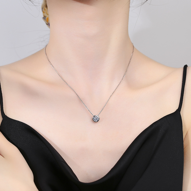 1ct 2ct 3ct D VVS1 Bezel Moiss - 925 Sterling Silver Chain Necklace Men ulasan dan harga