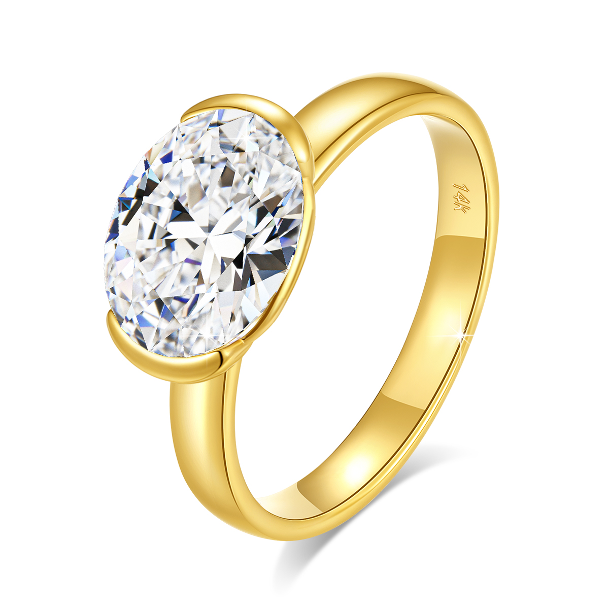 14K Gold Certified Oval Cut Mo - Moissanite Engagement Ring 1 Carat ulasan dan harga