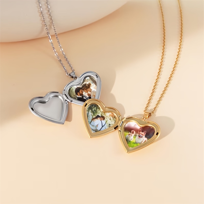 Personalized 1/2 Picture Heart - Heart Locket Necklace Photo ulasan dan harga