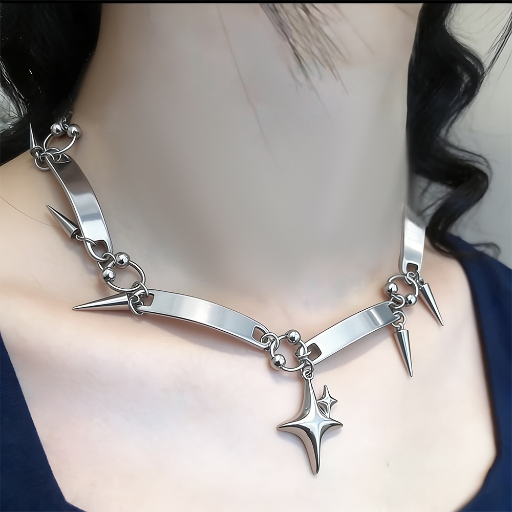 Y2k Star Riveted Choker Goth D - Goth Punk Spike Choker ulasan dan harga