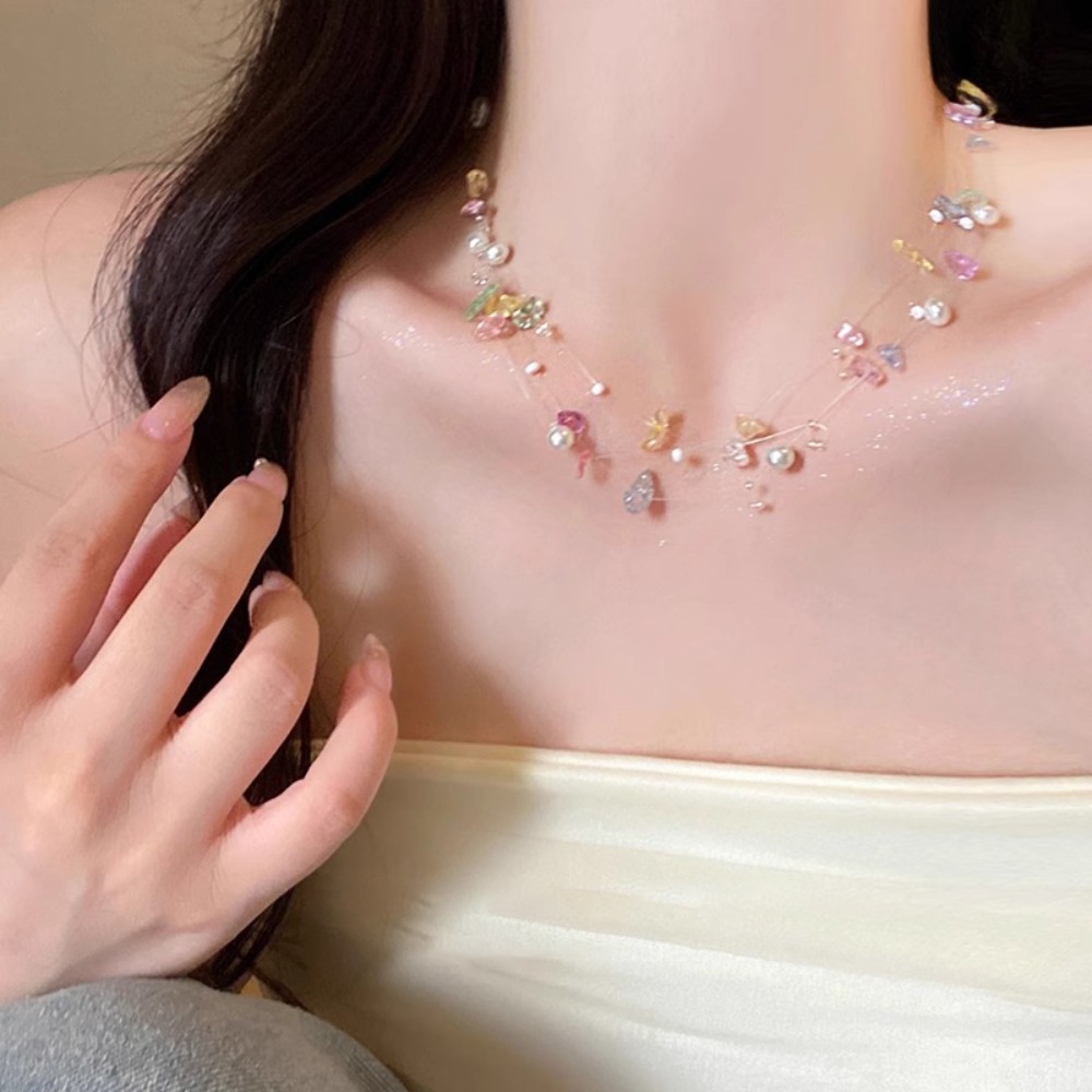 Colorful Starfish Shell Pearl  - Layered Pendant Necklace Aesthetic ulasan dan harga