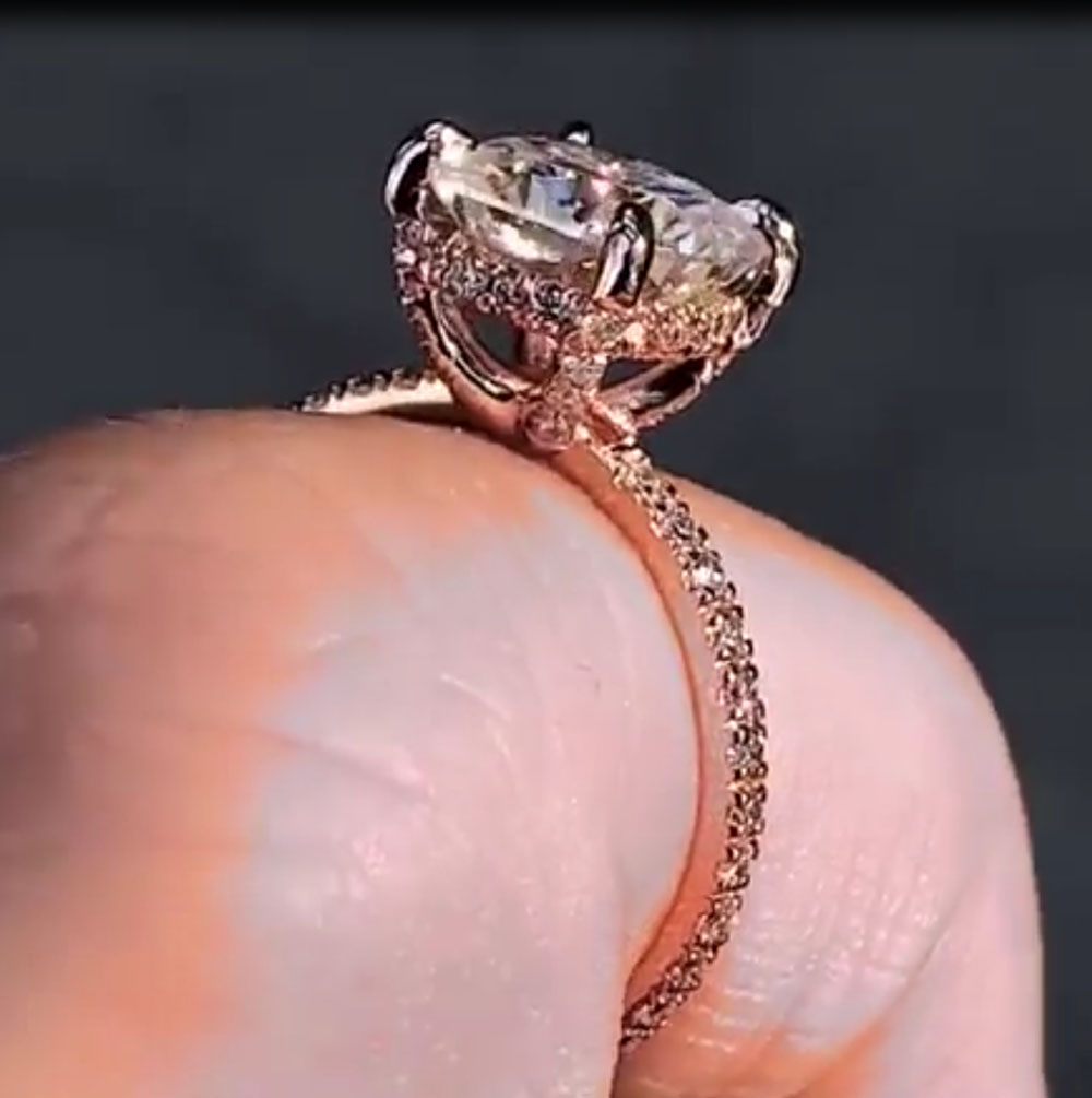 Custom Solid 14K Rose Gold Wom - Moissanite Engagement Ring 1 Carat ulasan dan harga