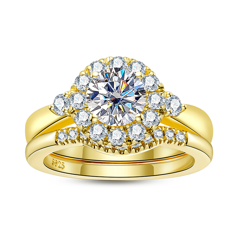 Engagement Gold Color Ring Set - Moissanite Engagement Ring 1 Carat ulasan dan harga