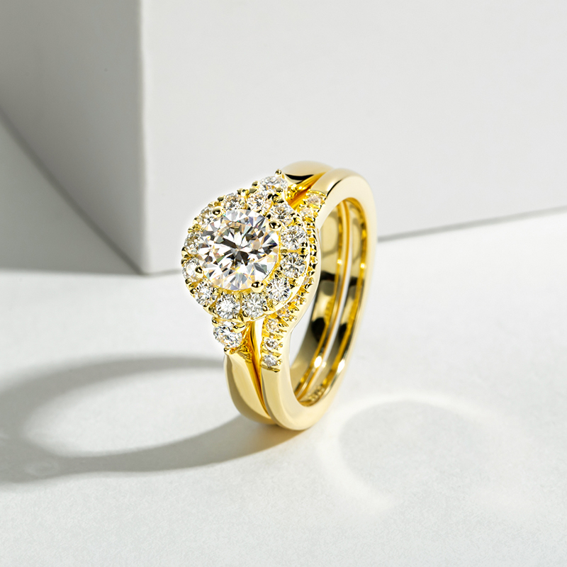 Engagement Gold Color Ring Set - Moissanite Engagement Ring 1 Carat ulasan dan harga