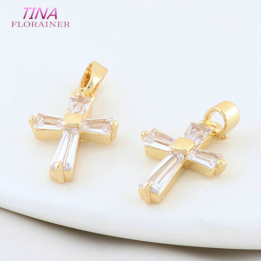 6PCS 12*18MM 14K Gold Color Br - Cross Pendant Necklace Gold ulasan dan harga