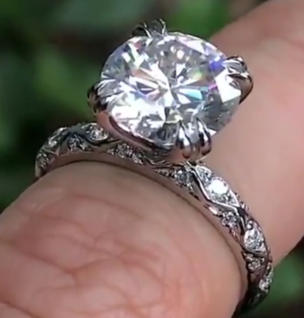 Custom Real Platinum PT950 Wom - Moissanite Engagement Ring 1 Carat ulasan dan harga