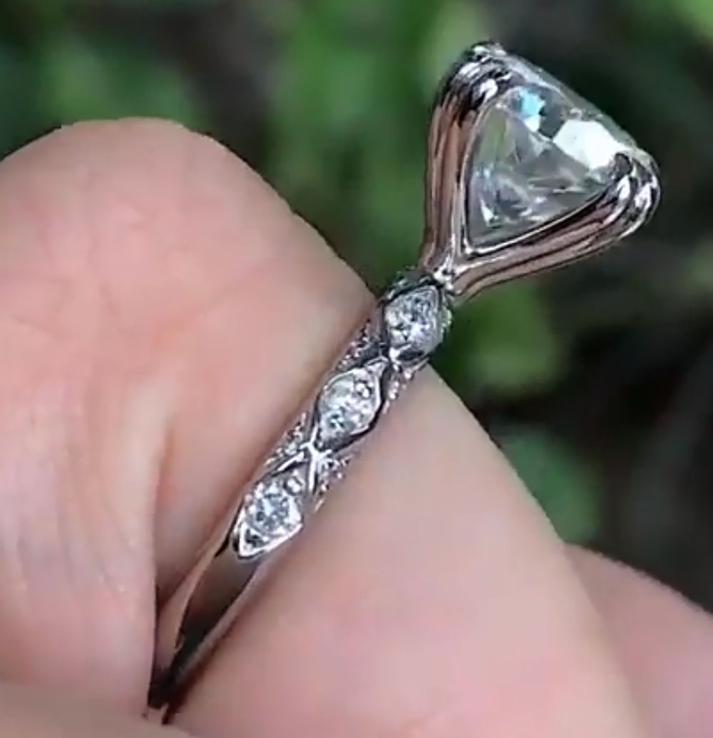 Custom Real Platinum PT950 Wom - Moissanite Engagement Ring 1 Carat ulasan dan harga