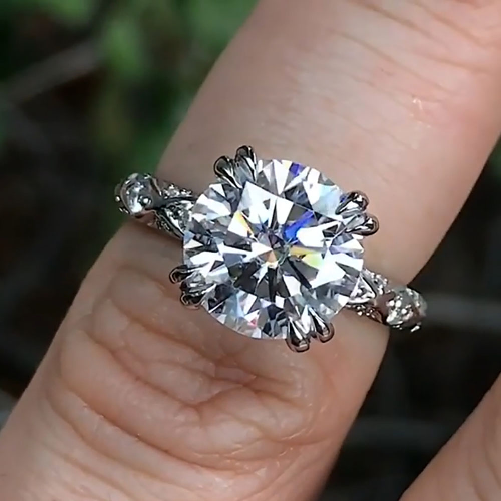 Custom Real Platinum PT950 Wom - Moissanite Engagement Ring 1 Carat ulasan dan harga