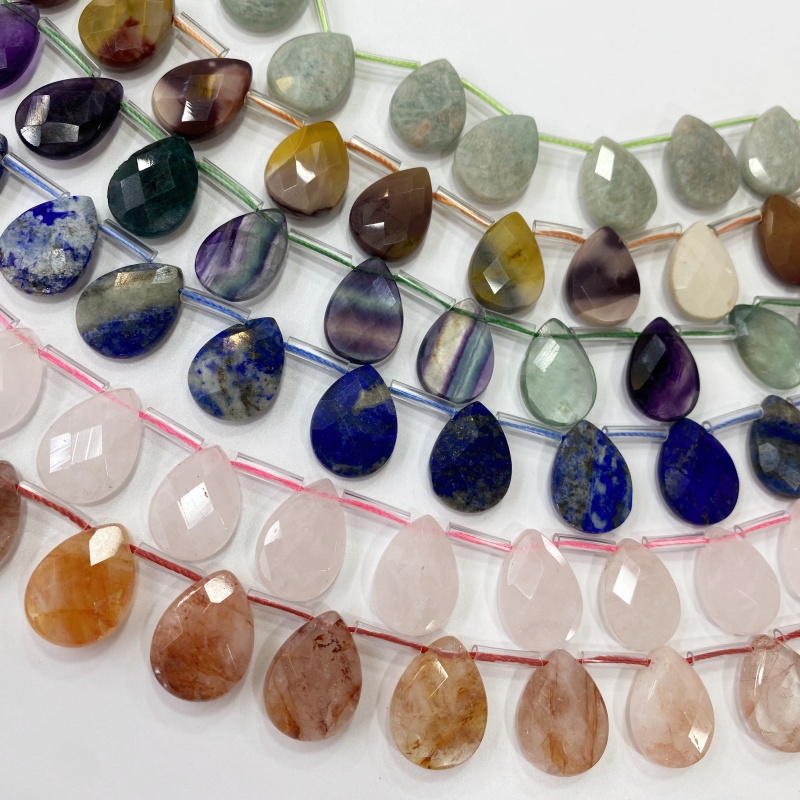 13x18mm Faceted Teardrop Natur - Crystal Pendant Necklace Natural Stone ulasan dan harga