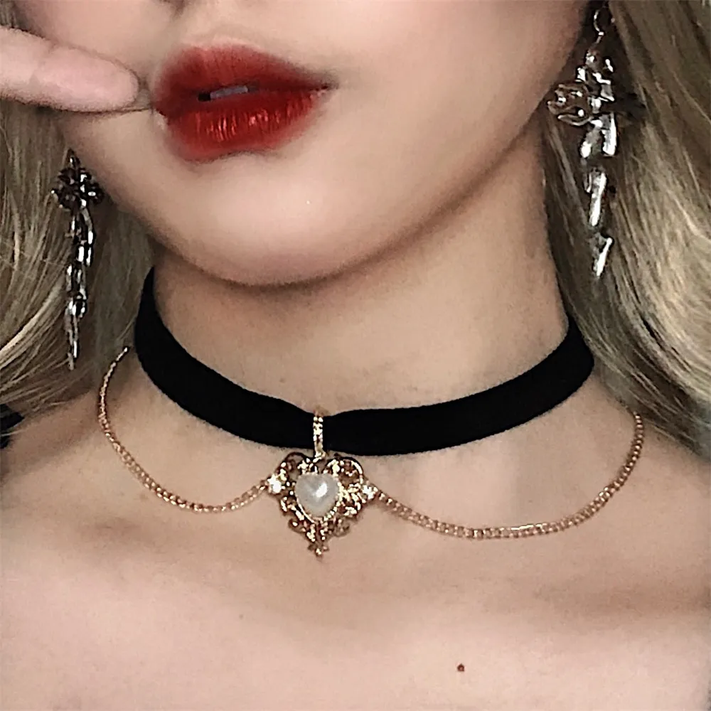 Vintage Velvet Chain Choker Ne - Pearl Choker Necklace Vintage ulasan dan harga