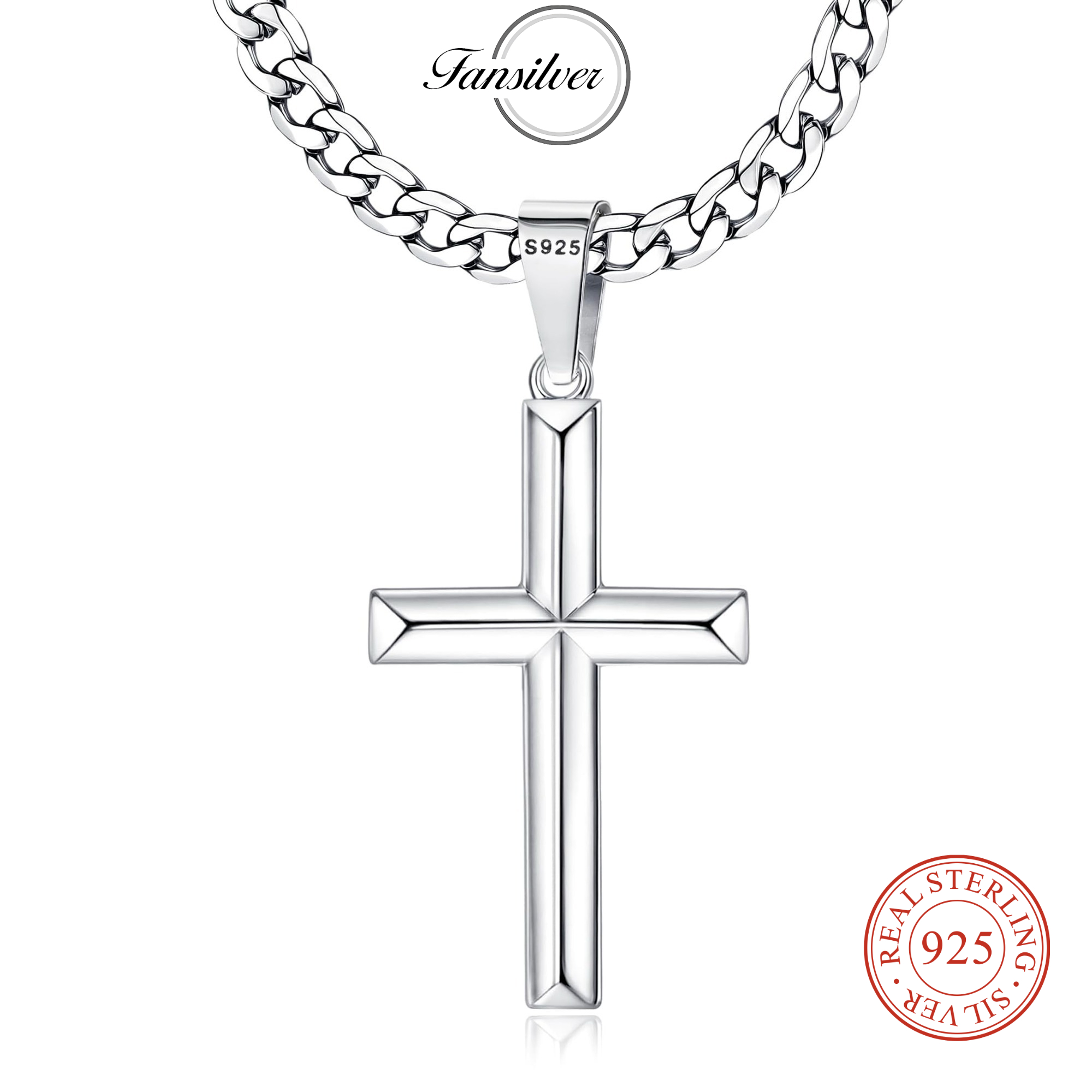 Fansilver 925 Sterling Silver  - 925 Sterling Silver Chain Necklace Men ulasan dan harga