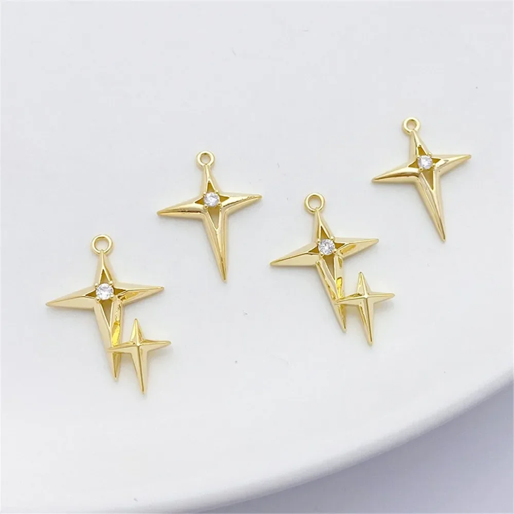 14K Gold-plated Micro-inlaid Z - Cross Pendant Necklace Gold ulasan dan harga
