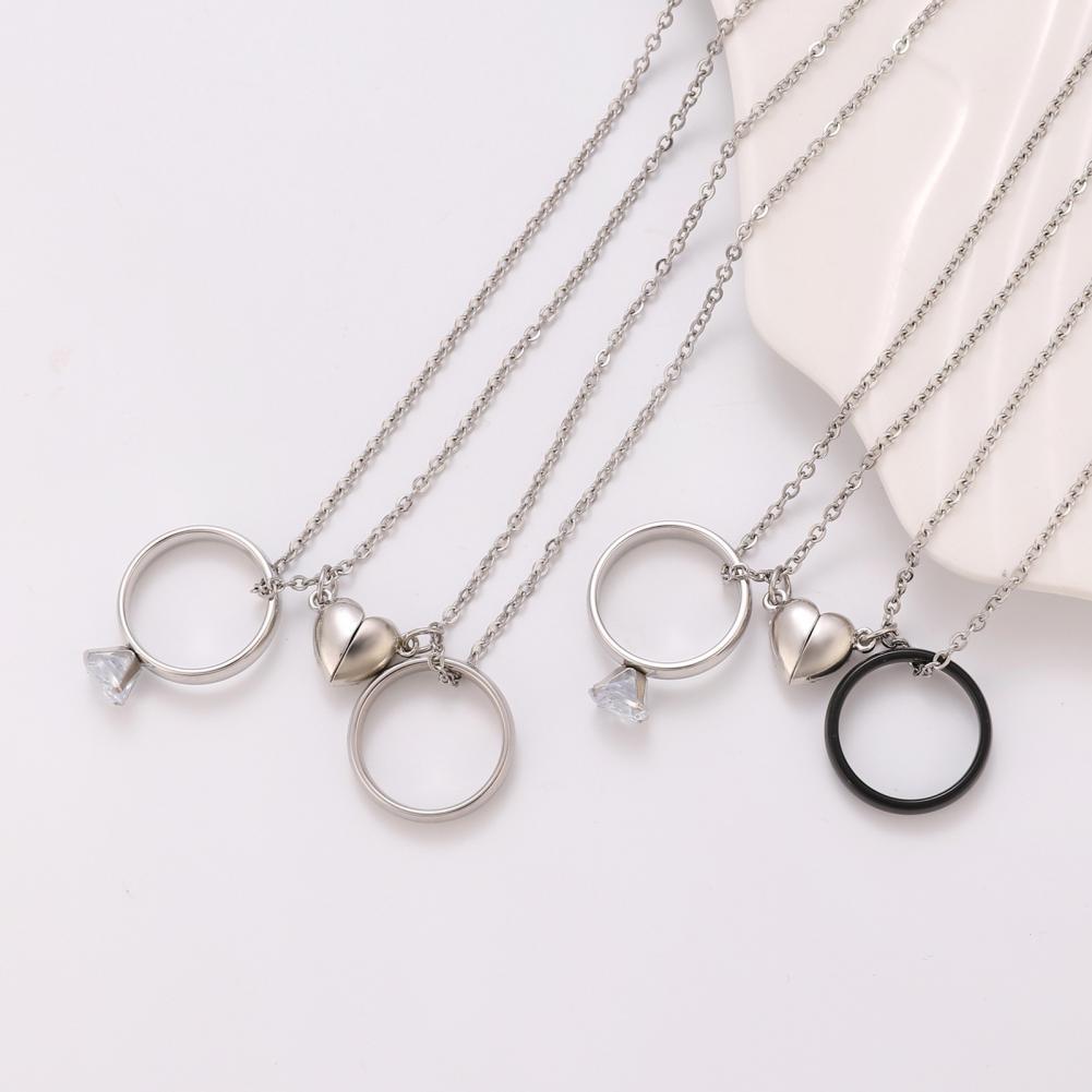 Ring Pendant Necklace Love Mag - Magnetic Couple Matching Necklaces ulasan dan harga