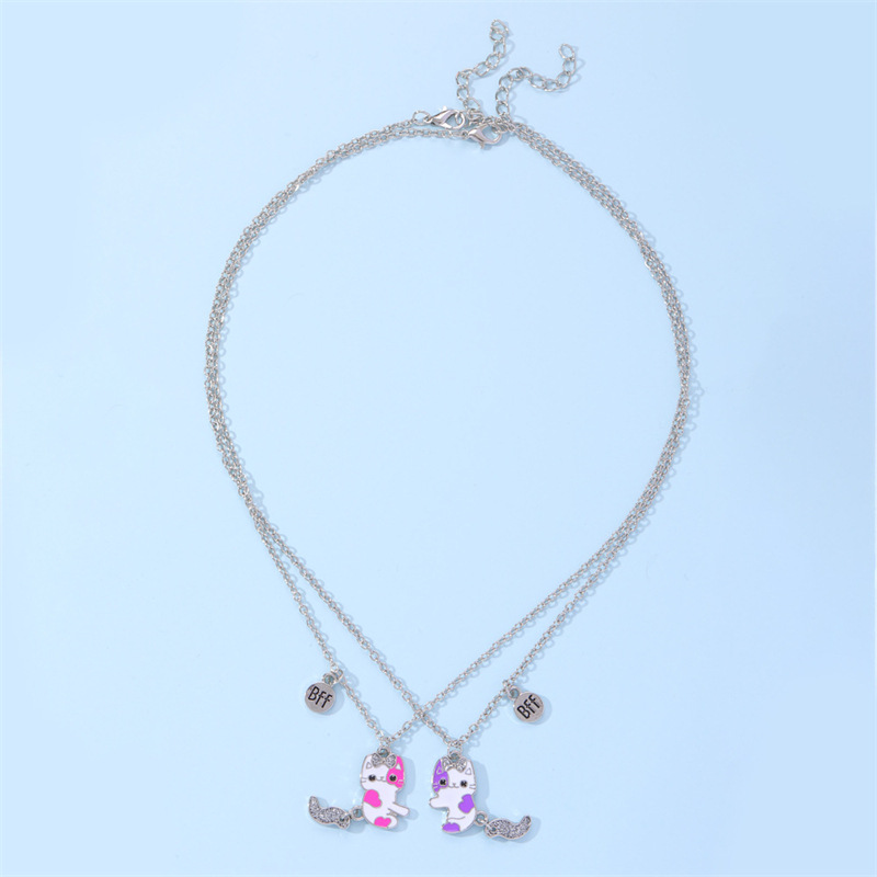 2Pcs Best Friend Pendant Gifts - Magnetic Couple Matching Necklaces ulasan dan harga
