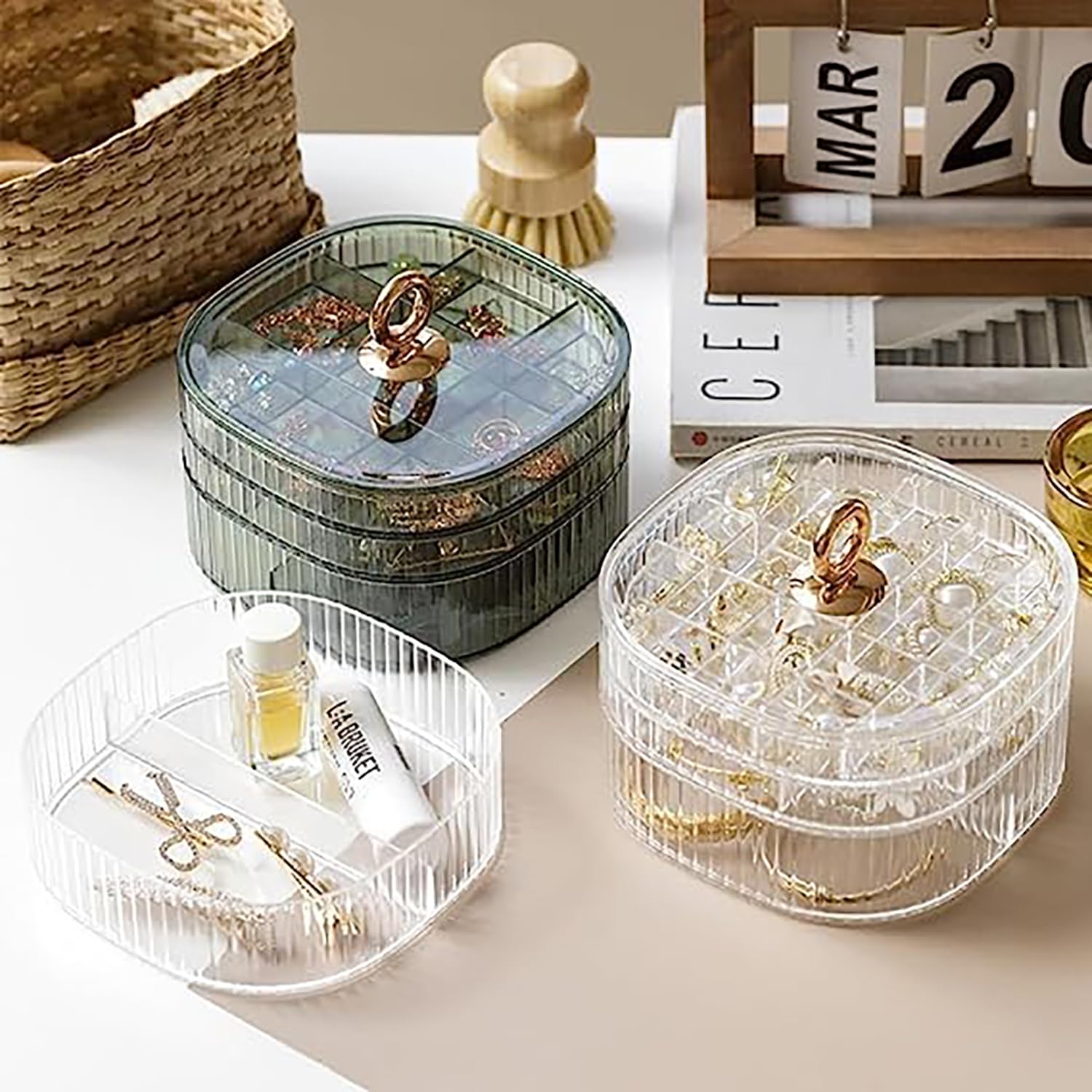 Transparent Jewelry Box 3-Laye - Earrings ulasan dan harga