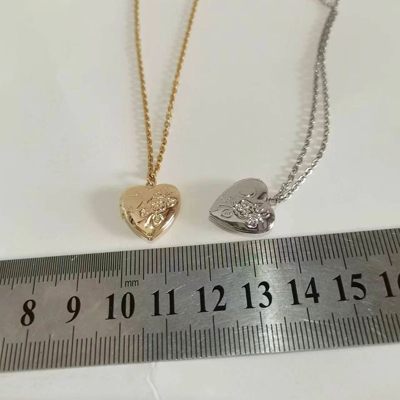 1pc Tiny Heart 14mm Photo Fram - Heart Locket Necklace Photo ulasan dan harga