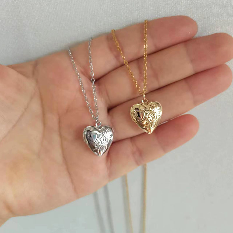 1pc Tiny Heart 14mm Photo Fram - Heart Locket Necklace Photo ulasan dan harga