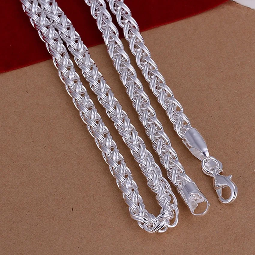 50cm 925 Sterling Silver 6MM N - 925 Sterling Silver Chain Necklace Men ulasan dan harga