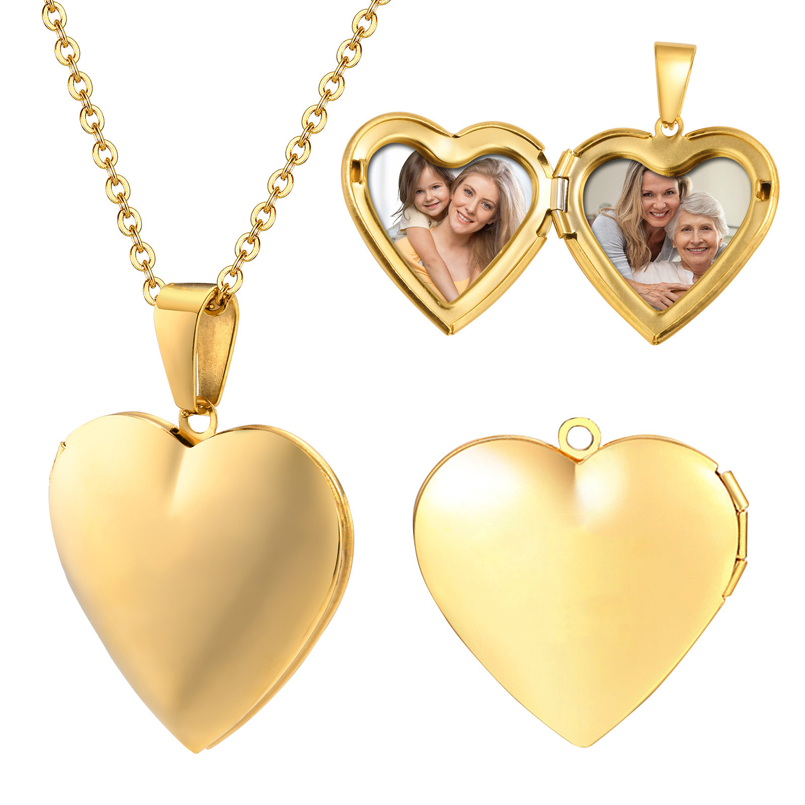 Stainless Steel Jewelry Heart  - Heart Locket Necklace Photo ulasan dan harga