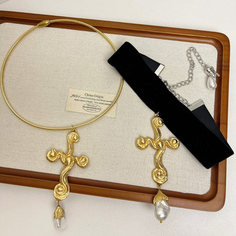 Vintage Exaggerated Baroque Pe - Pearl Choker Necklace Vintage ulasan dan harga