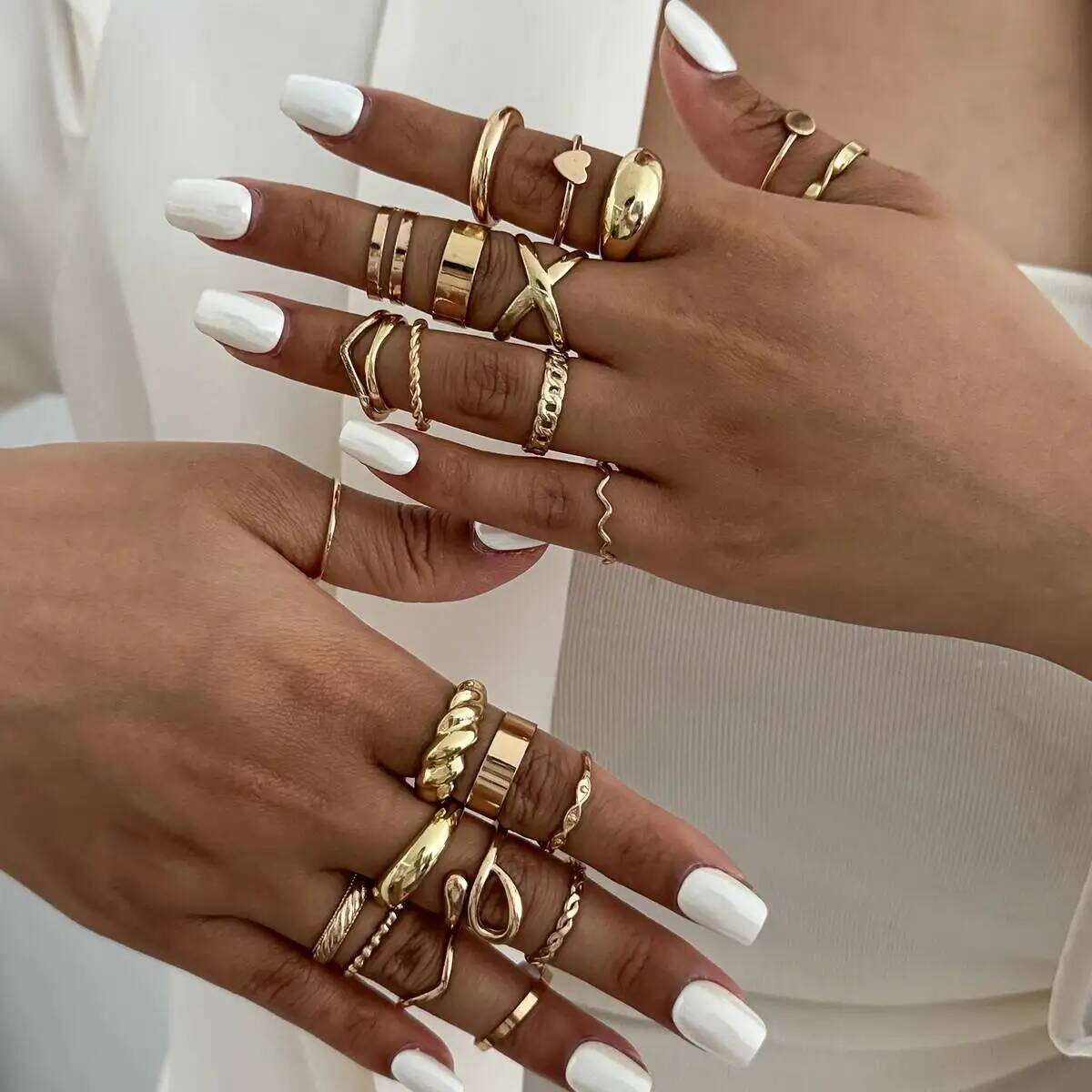 KunJoe 24Pcs/Set Trendy Irregu - Vintage Punk Knuckle Rings Set ulasan dan harga