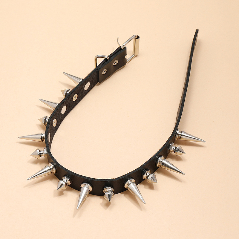 Punk Long Spike Choker Faux Le - Goth Punk Spike Choker ulasan dan harga