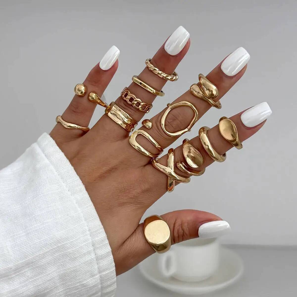 IngeSight.Z 14Pcs/Set Hip Hop  - Vintage Punk Knuckle Rings Set ulasan dan harga