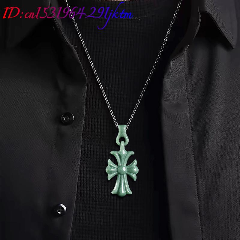 Natural Burmese Jadeite Cross  - Necklaces ulasan dan harga