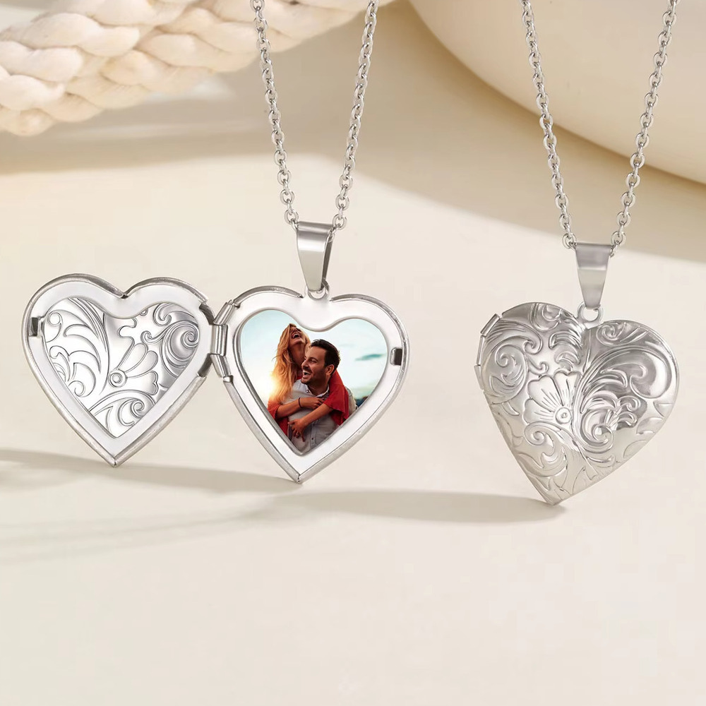 Vnox Dainty Heart Photos Penda - Heart Locket Necklace Photo ulasan dan harga