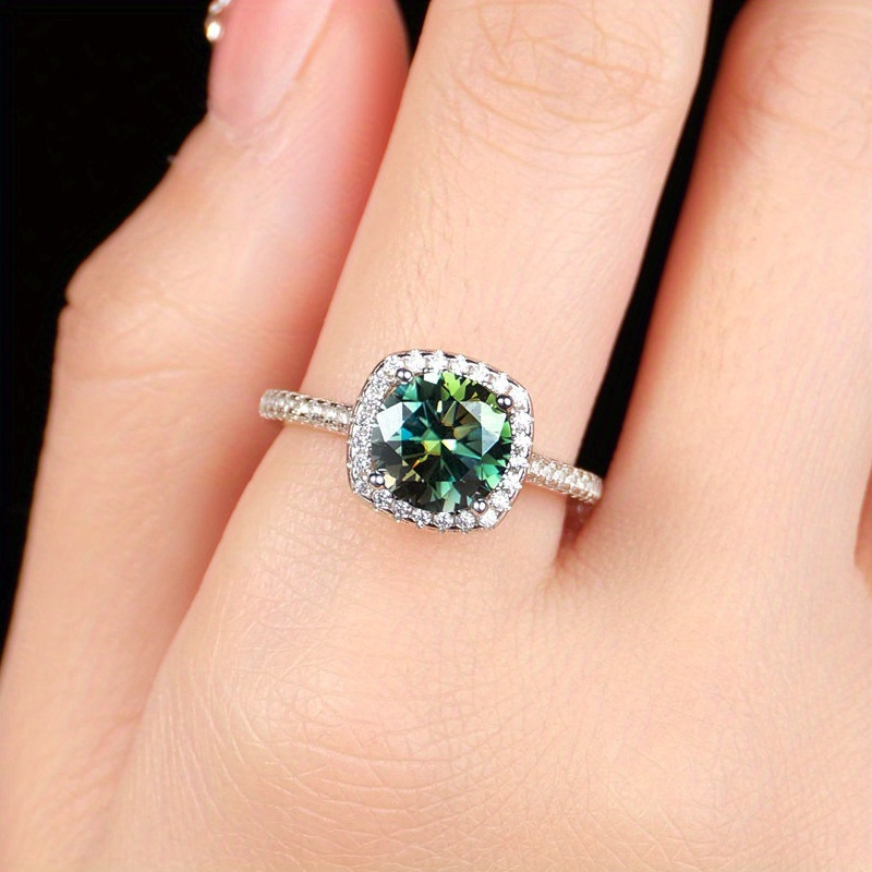 1PC 1/2/3 CARAT Round Cut Gree - Moissanite Engagement Ring 1 Carat ulasan dan harga