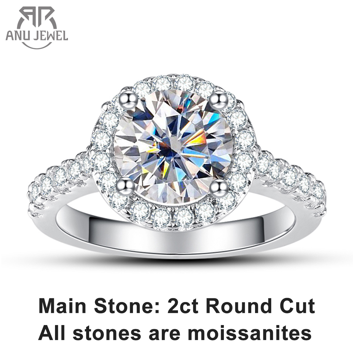 AnuJewel 2 Carat D Color Moiss - Moissanite Engagement Ring 1 Carat ulasan dan harga