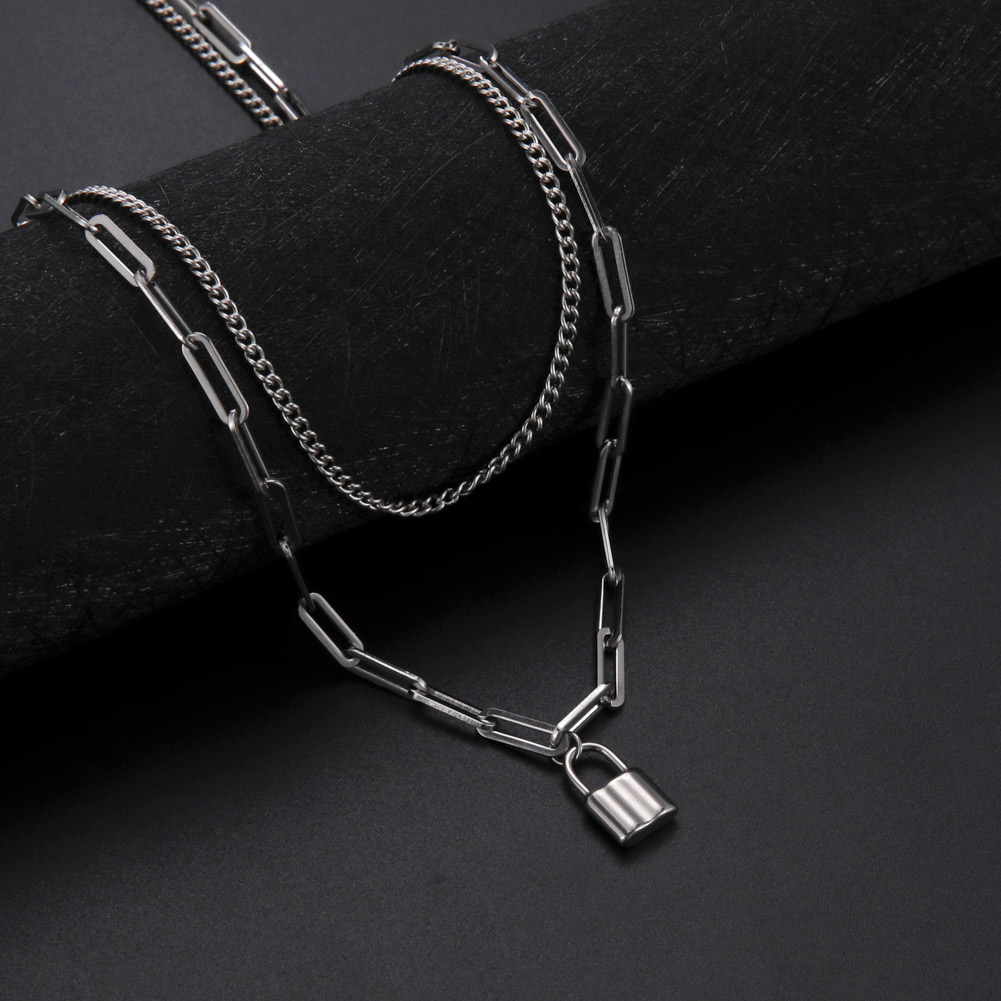 Unift Aesthetic Padlock Pendan - Layered Pendant Necklace Aesthetic ulasan dan harga