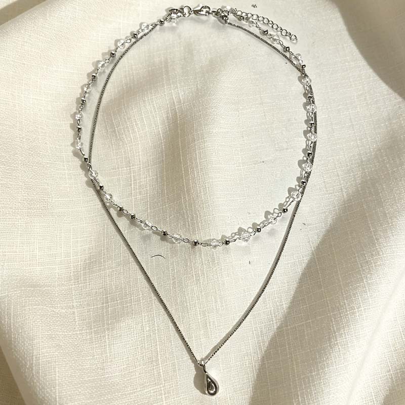 New Fashion Water Droplet Pend - Layered Pendant Necklace Aesthetic ulasan dan harga