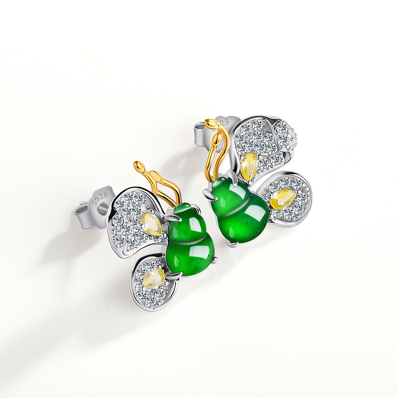 Green Burmese Jadeite Butterfl - Earrings ulasan dan harga