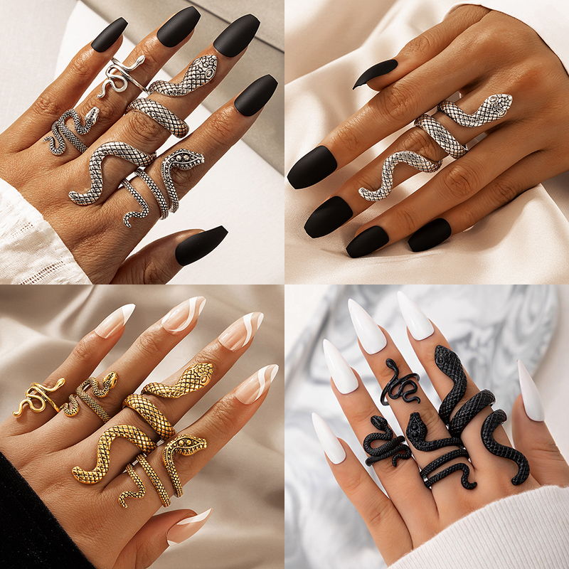 Punk Snake Shaped Knuckle Ring - Vintage Punk Knuckle Rings Set ulasan dan harga